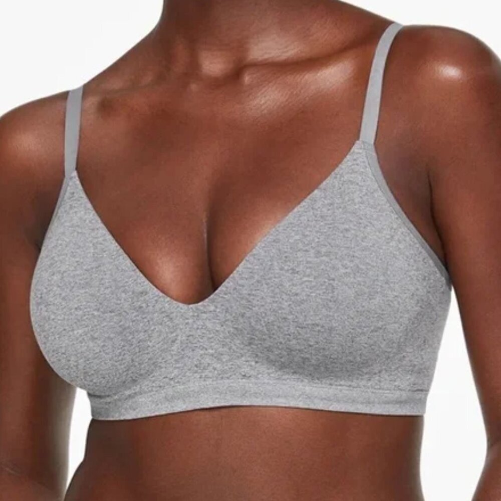 ThirdLove Comfort Wireless Bra Adjustable Straps Light Padding Grey Gray‎